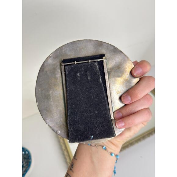 rare Vintage Asian silvered metal and agate stones set photograph frame - Picture 3 of 9